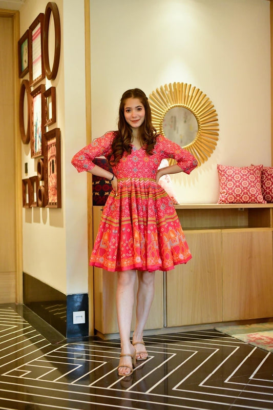 delicate pink chanderi dress