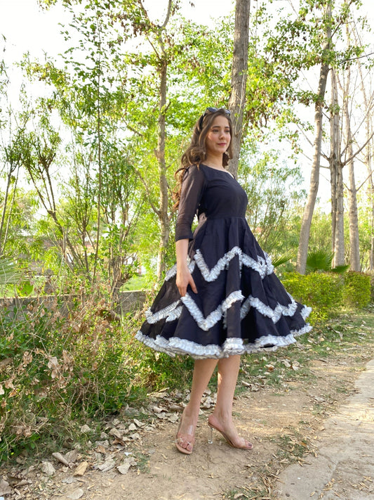 black chanderi dress